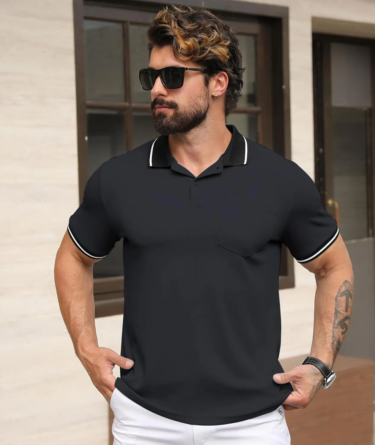 GEEK LIGHTING 5 Pack Men Polo Shirts with Pocket Multipack Golf Shirt for Men Moisture Wicking Casual Athletic Work T-Shirts