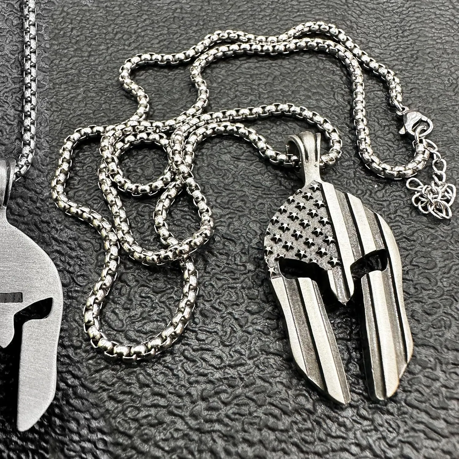 Gift Set for Men American Patriot Workout Gym Shirt with Spartan Warrior Pendant