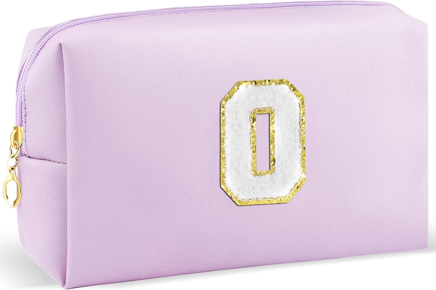 Gifts for Girls Initial Makeup Bag Personalized Cosmetic Bag with Zipper Cute Travel Toiletry Bag Waterproof PU Preppy Makeup Pouch Birthday Gift for Teen Girls Women(Purple O)