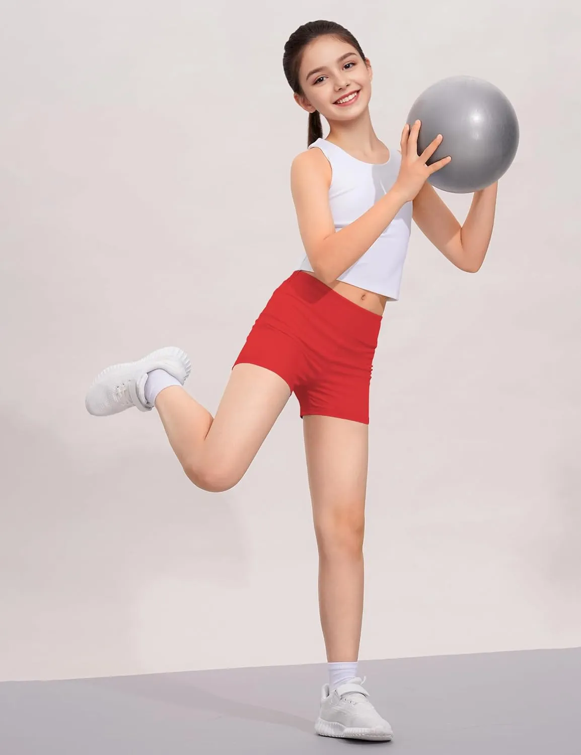 Girls Dance Shorts Biker Gymnastics Cartwheel Athletic Clothes Under Dress for Kids Youth Volleyball Tumbling