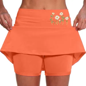 Golf Skirts for Women with Pockets High Waisted Workout Tennis Skorts with Shorts 2 in 1 Midi Skort Skirt Tummy Control