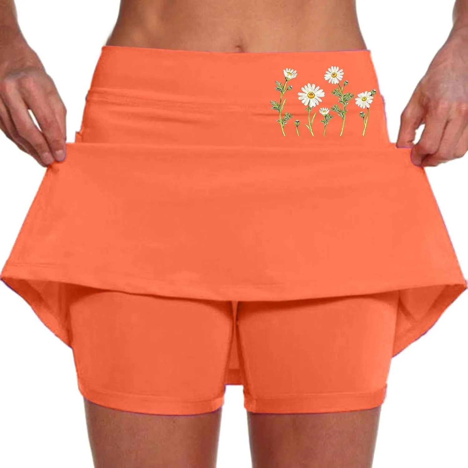Golf Skirts for Women with Pockets High Waisted Workout Tennis Skorts with Shorts 2 in 1 Midi Skort Skirt Tummy Control