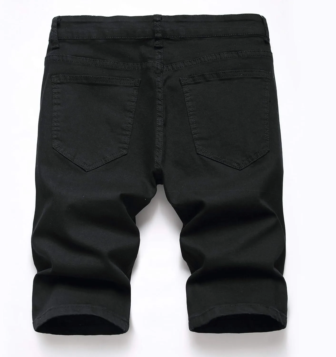 GUNLIRE Men's Summer Ripped Distressed Slim Fit Knee Length Washed Denim Jeans Shorts
