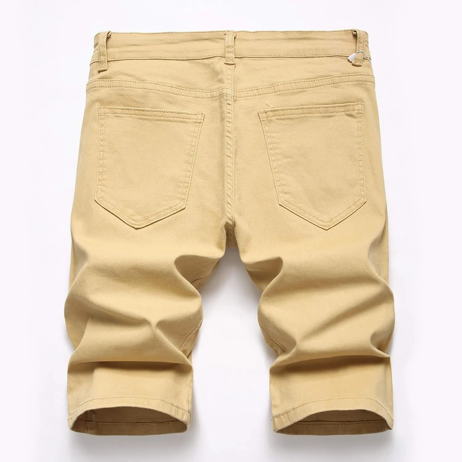 GUNLIRE Men's Summer Ripped Distressed Slim Fit Knee Length Washed Denim Jeans Shorts