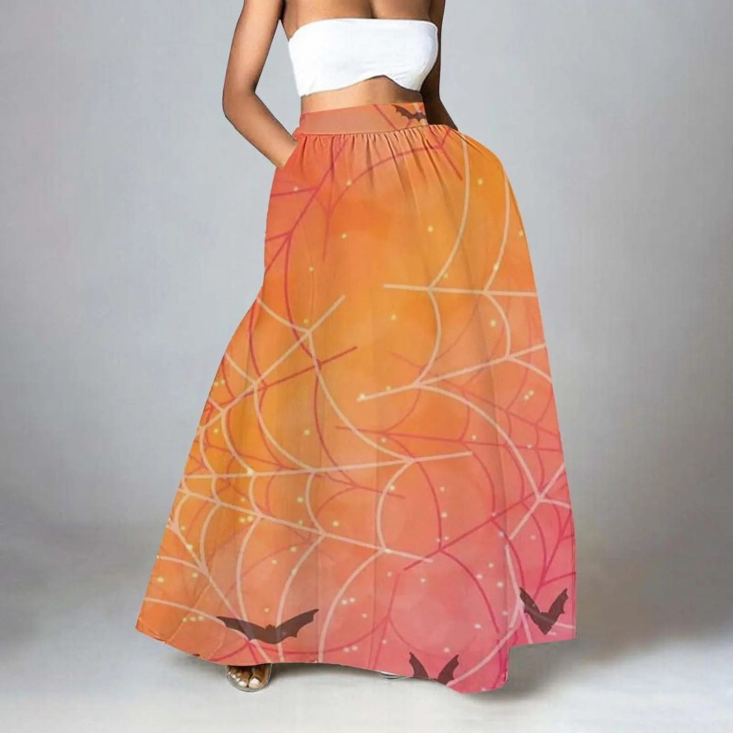 Halloween Costumes Womens Skirts Party Beach Pocket Long Maxi Skirt Fluffy Skirts for Women Halloween Skirt Tool