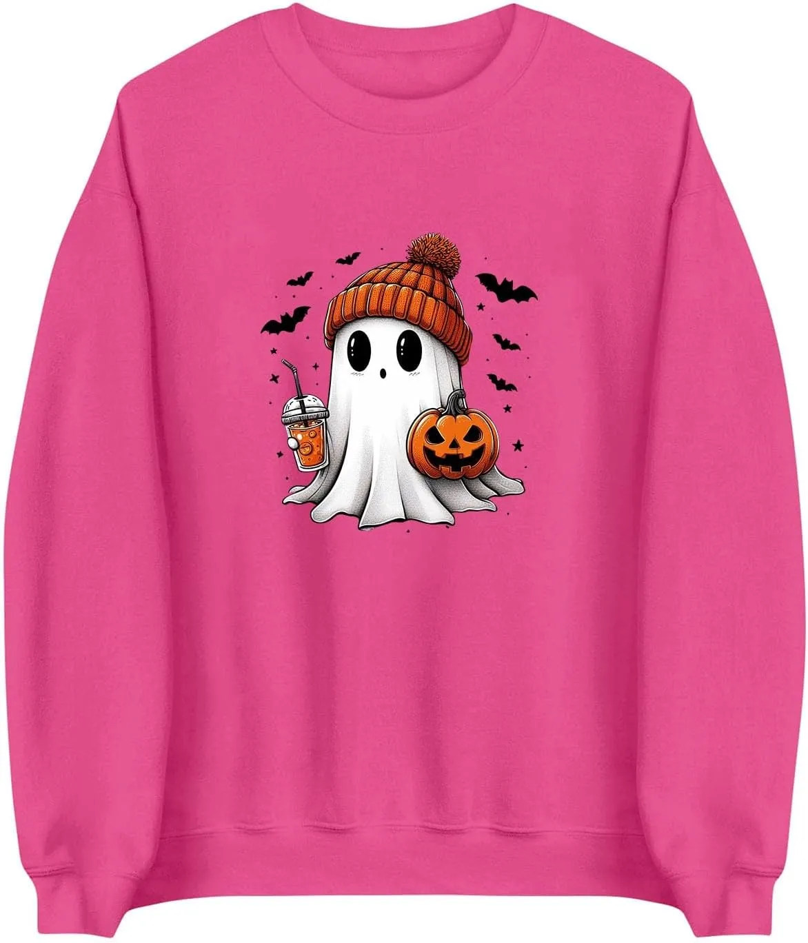 Halloween Sweatshirt for Women Cute Ghost Graphic Pullover Tops Funny Novelty Pumpkin Print Crewneck Sweatshirts