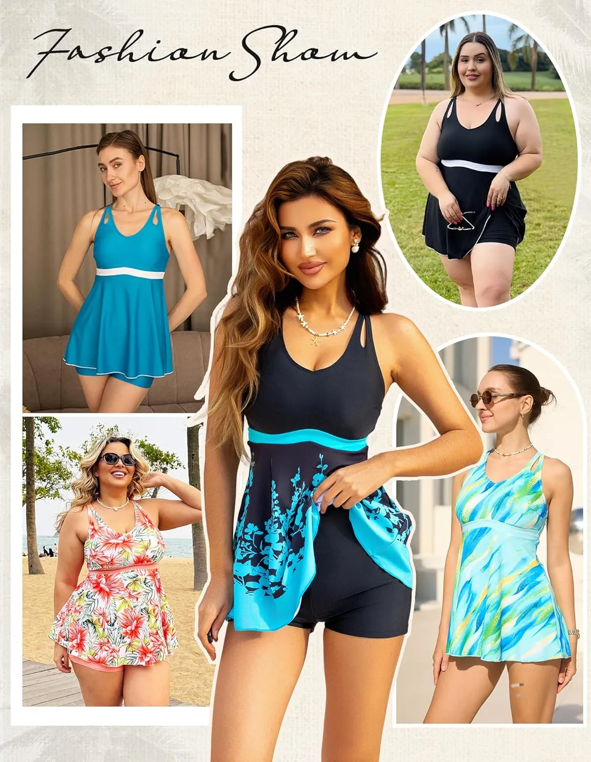 Hanna Nikole Women's Tankini Swimsuits with Shorts Adjustable Cross-Back Bathing Suits 2 Piece V Neck Flowy Swimwear S-26W