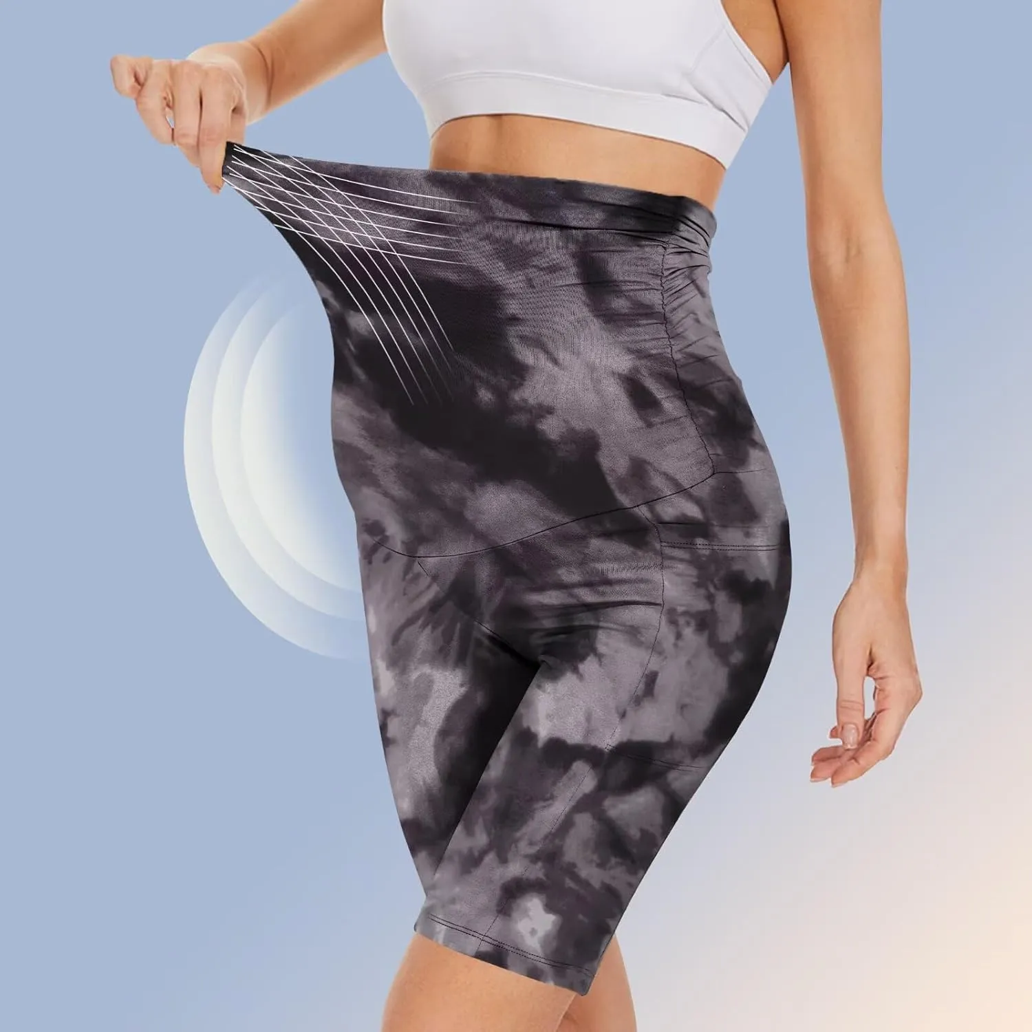 Happy.angel 2 Pack Maternity Shorts Over Belly, Black High Waisted 8" Pregnancy Workout Biker with Pockets