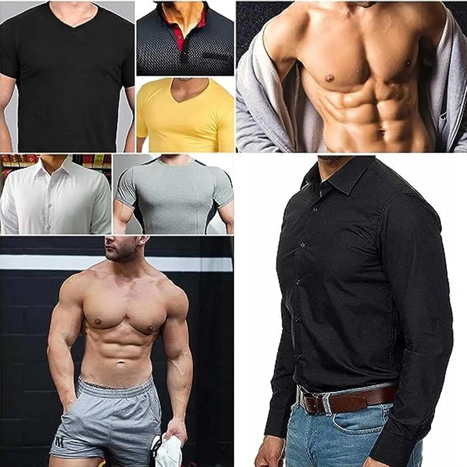 HAWFHH Men Realistic Chest T-Shirt Artificial Fake Muscle Shoulders Padded Body Undershirt 