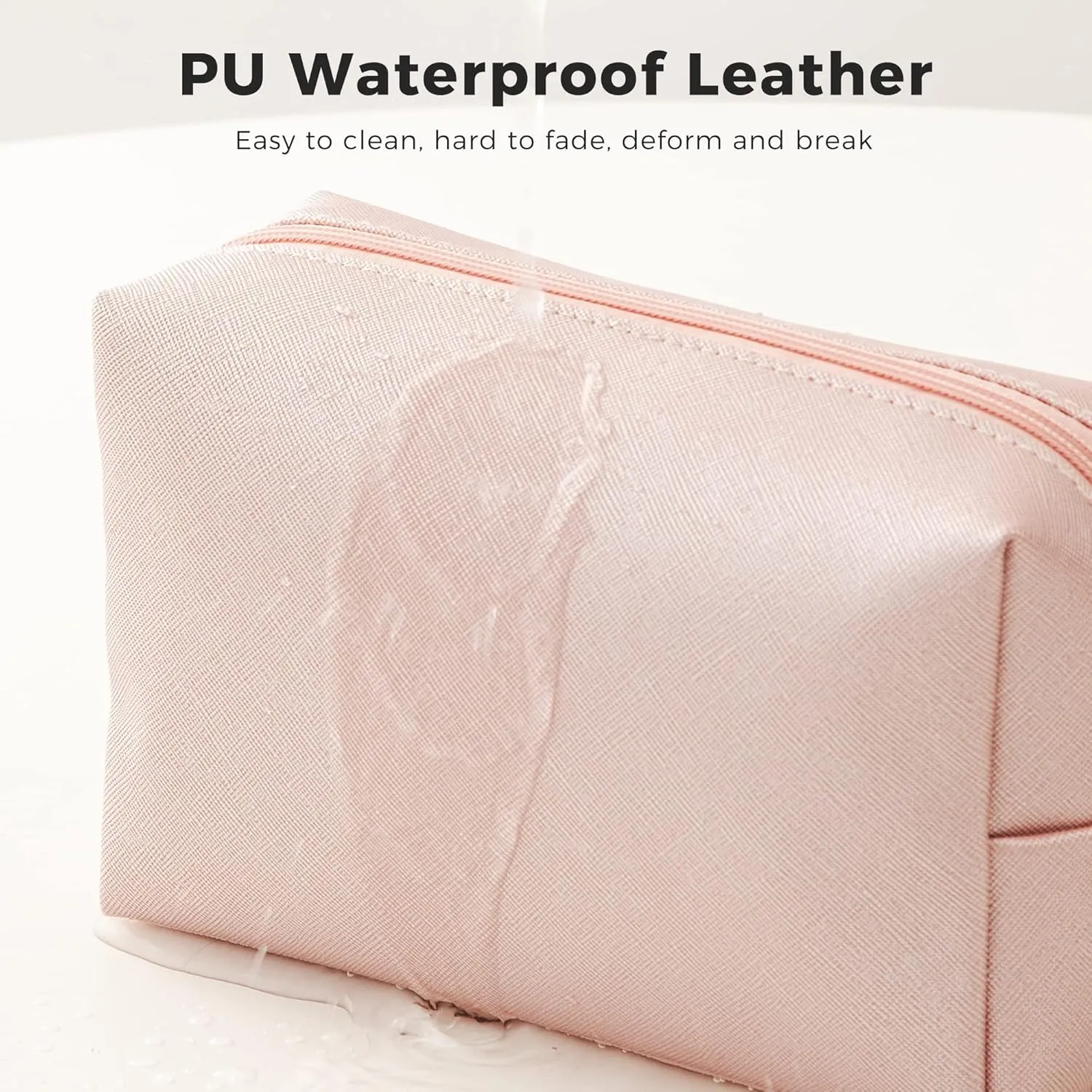 HBselect Preppy Makeup Bag 2 Pcs Travel Toiletry Bag Chenille Letter Patch Makeup Bag Portable Cosmetic Bag for Women PU Leather Waterproof Organizer Make up Bag for Women Girls (Hair Skin)