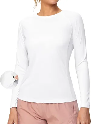 Heathyoga Rash Guard for Women UPF 50  SPF UV Protection Shirts for Women Long Sleeve Swim Shirts for Woman Sun Shirt