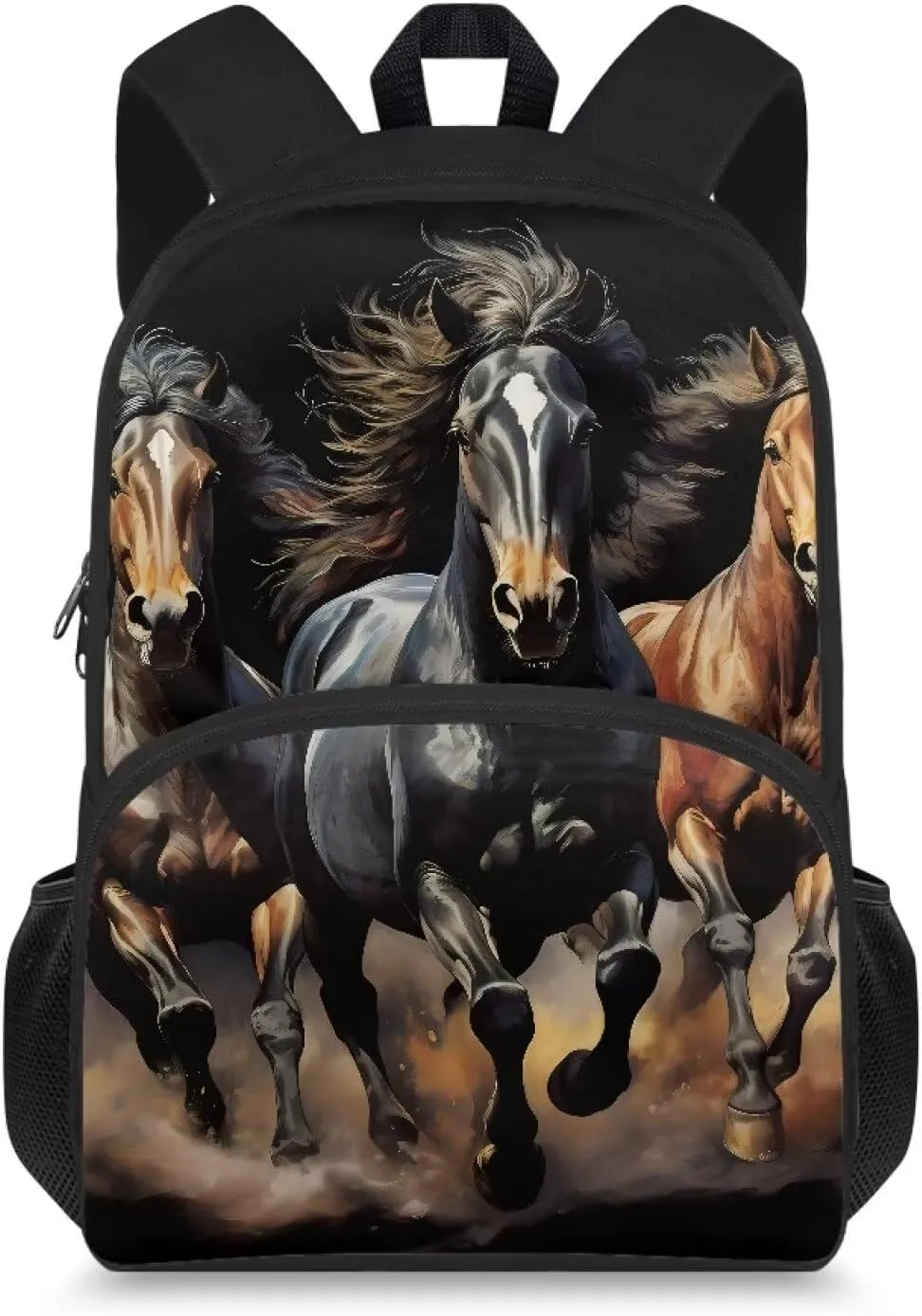 Horse School Backpack for Kids Bookbag for Teenagers Kids Primary Emergency School Bag Daypack Back to School Diaper Bags 17 Inch Backpacking Casual Kids Bookbag School Bag for Primary