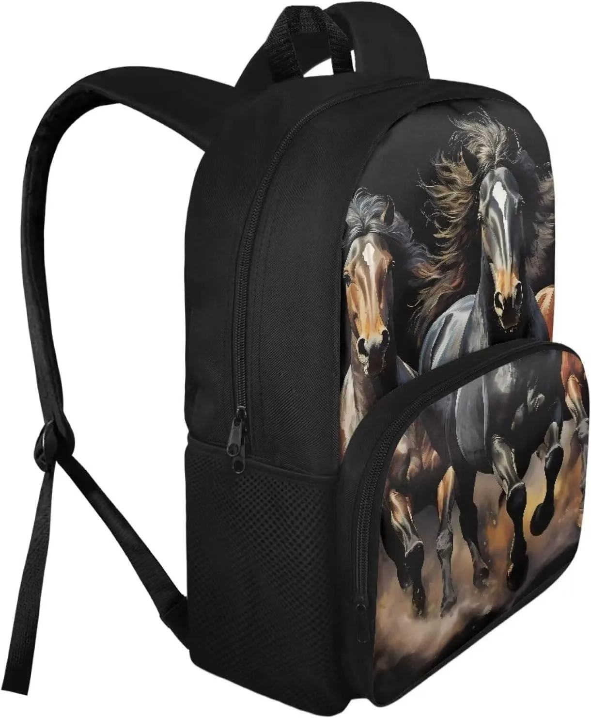 Horse School Backpack for Kids Bookbag for Teenagers Kids Primary Emergency School Bag Daypack Back to School Diaper Bags 17 Inch Backpacking Casual Kids Bookbag School Bag for Primary