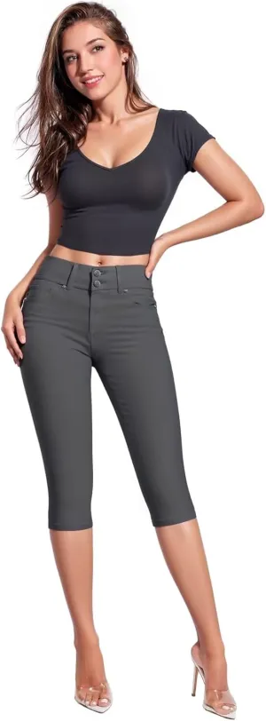 Hybrid & Company Women's Butt Lift V2 Super Comfy Stretch Denim Bermuda Shorts Capri