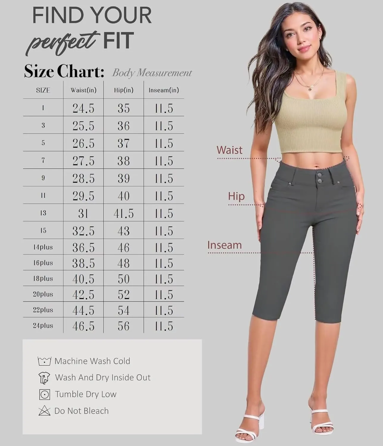 Hybrid & Company Women's Butt Lift V2 Super Comfy Stretch Denim Bermuda Shorts Capri