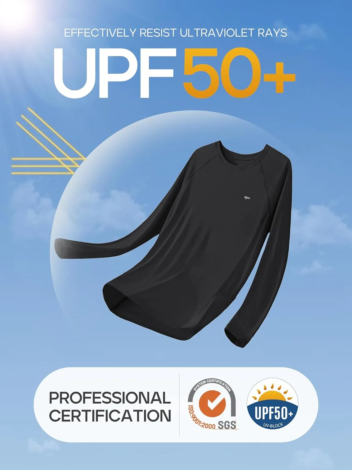 IUGA Rash Guard for Women UPF 50  SPF UV Protection Long Sleeve Workout Tops with Pockets Dry Fit Hiking Swim Shirt