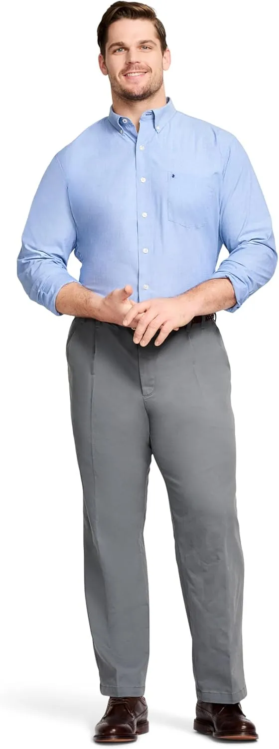 IZOD Men's Big and Tall Button Down Long Sleeve Stretch Performance Solid Shirt
