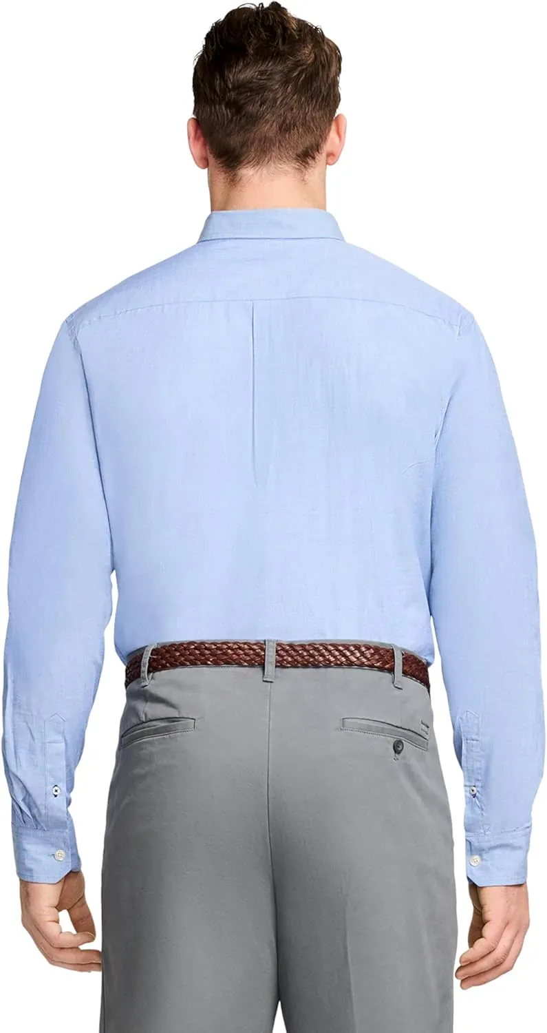 IZOD Men's Big and Tall Button Down Long Sleeve Stretch Performance Solid Shirt