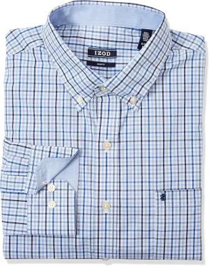 IZOD Men's Fit Advantage Performance Plaid Long Sleeve Stretch Button Down Shirt