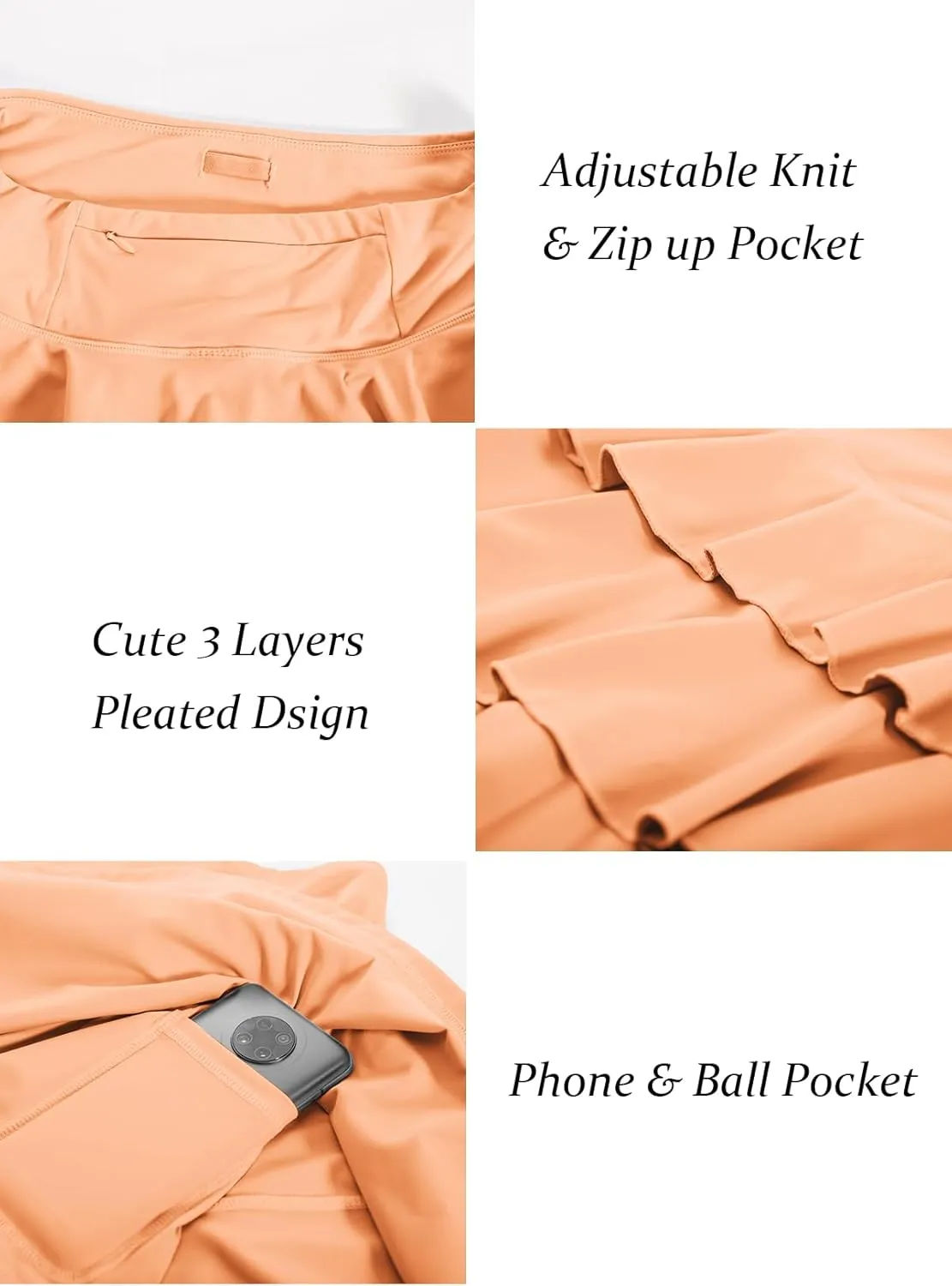 JACK SMITH Pleated Tennis Skirts for Women with Shorts 3 Pockets Golf Athletic Skort Tummy Control for Pickleball Running