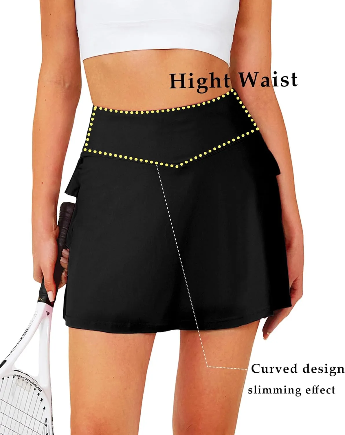 JACK SMITH Pleated Tennis Skirts for Women with Shorts 3 Pockets Golf Athletic Skort Tummy Control for Pickleball Running