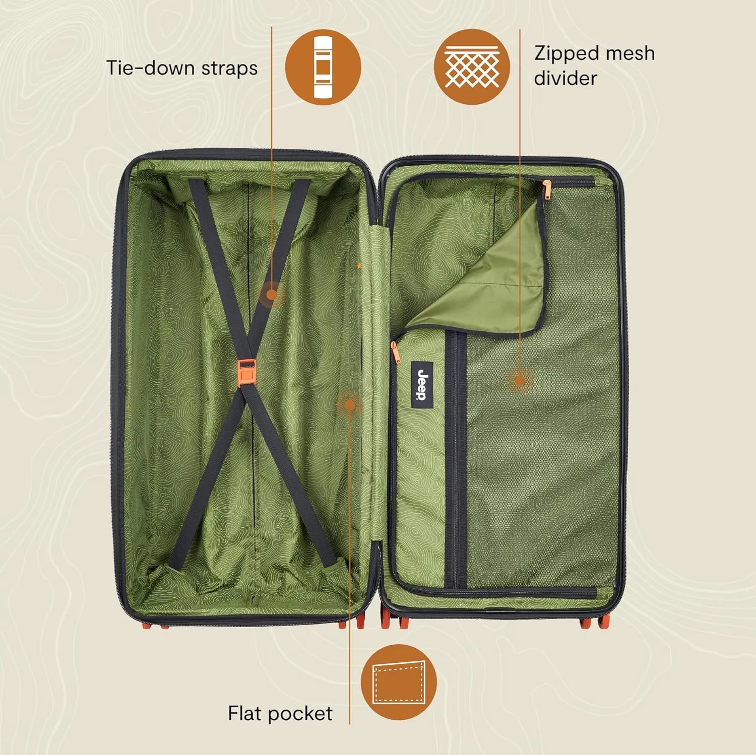 Jeep JH002B Hardside Expandable Luggage with Spinner Wheels, Chilli Pepper, Checked-Large 29 Inch