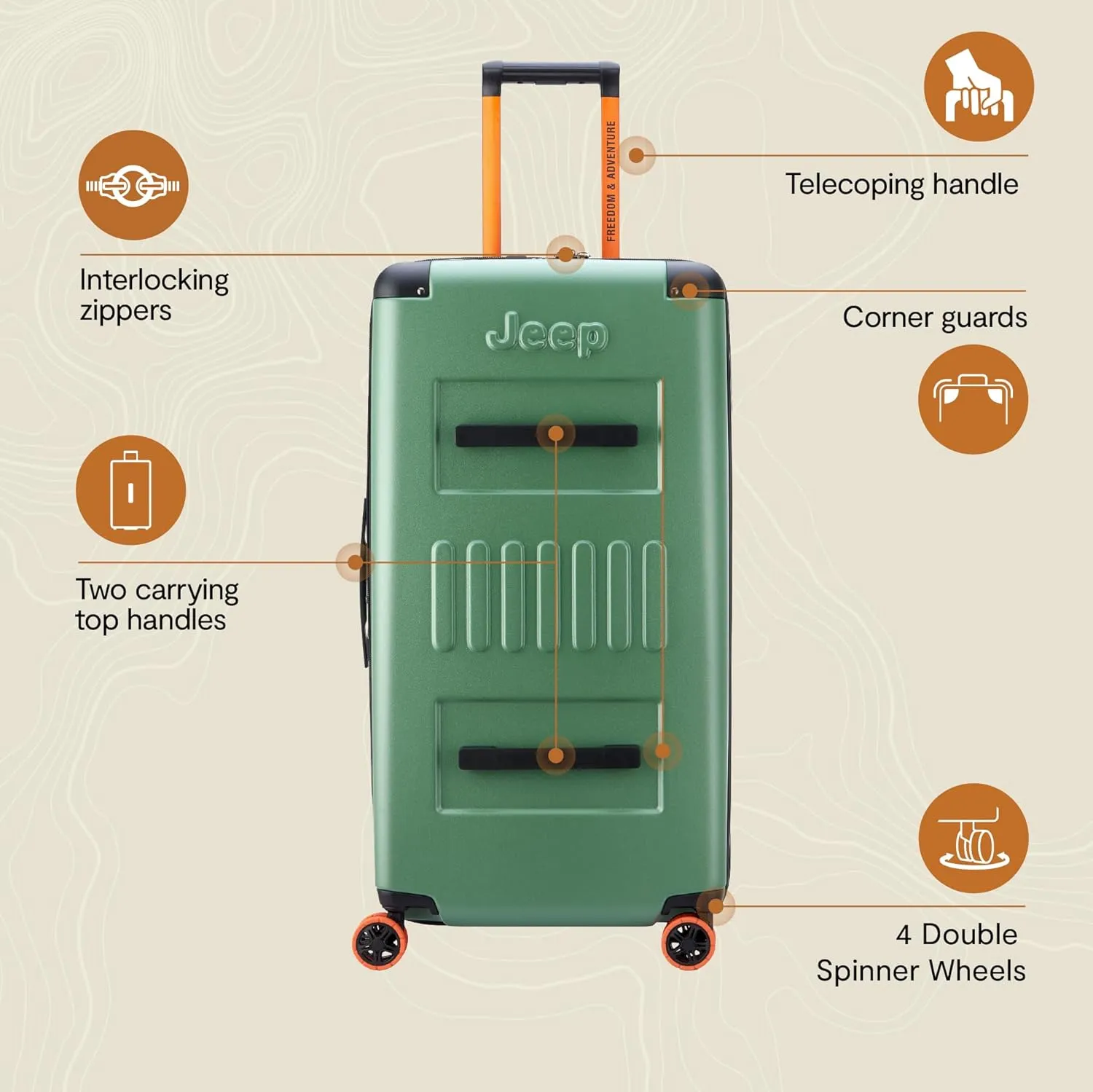 Jeep JH002B Hardside Expandable Luggage with Spinner Wheels, Chilli Pepper, Checked-Large 29 Inch
