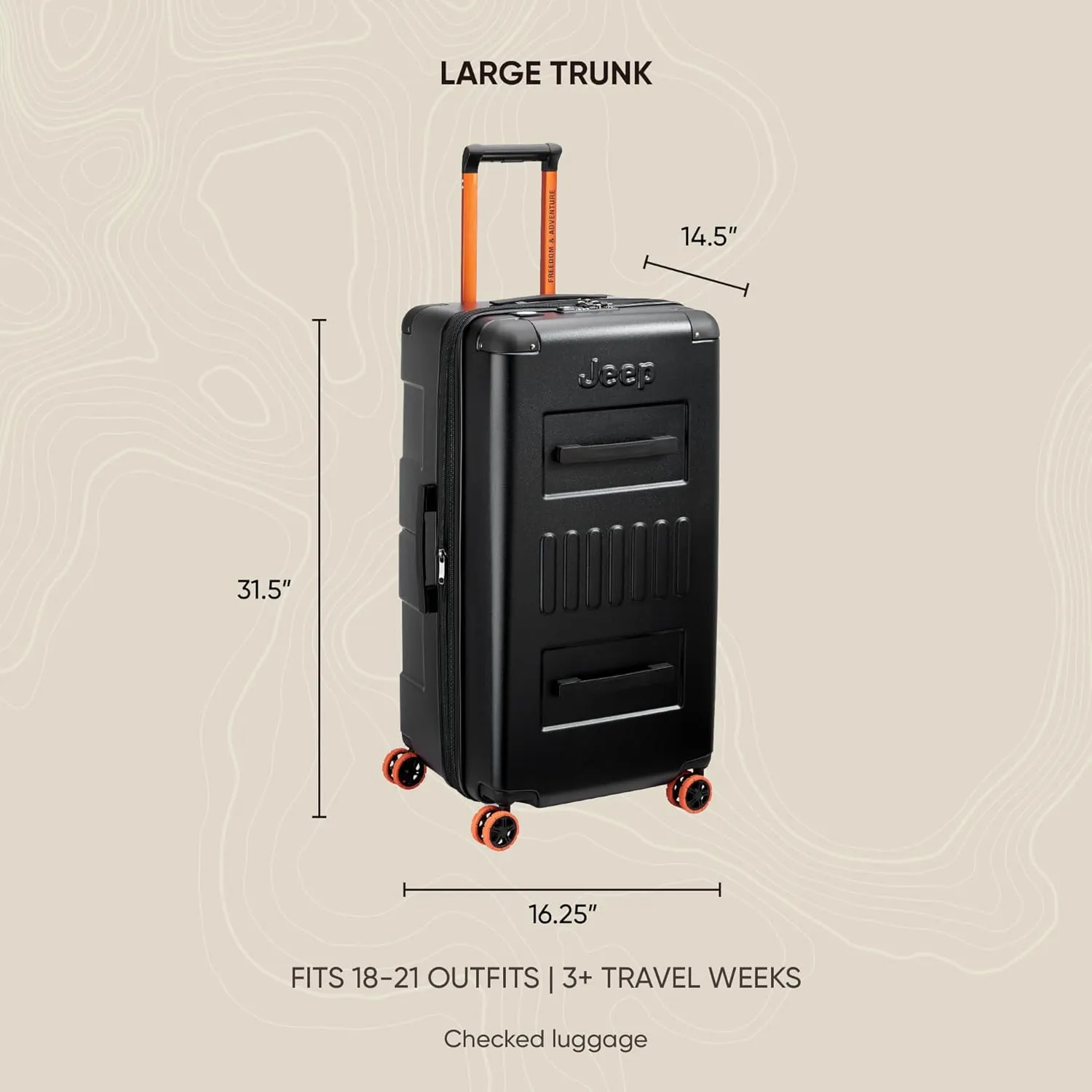 Jeep JH002B Hardside Expandable Luggage with Spinner Wheels, Chilli Pepper, Checked-Large 29 Inch