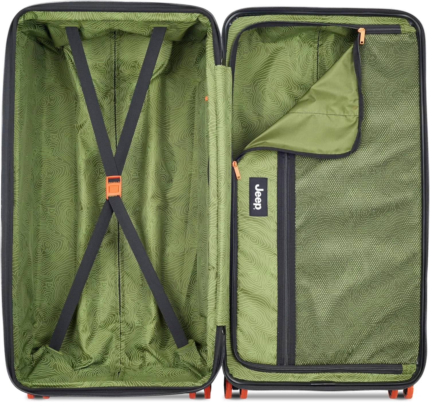 Jeep JH002B Hardside Expandable Luggage with Spinner Wheels, Elm Green, 2 Piece Set 19/29 Inch
