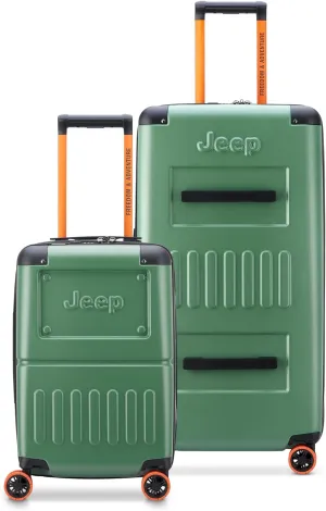 Jeep JH002B Hardside Expandable Luggage with Spinner Wheels, Elm Green, 2 Piece Set 19/29 Inch