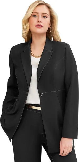 Jessica London Women's Plus Size Long Sleeve Bi-Stretch Blazer Jacket Work Office