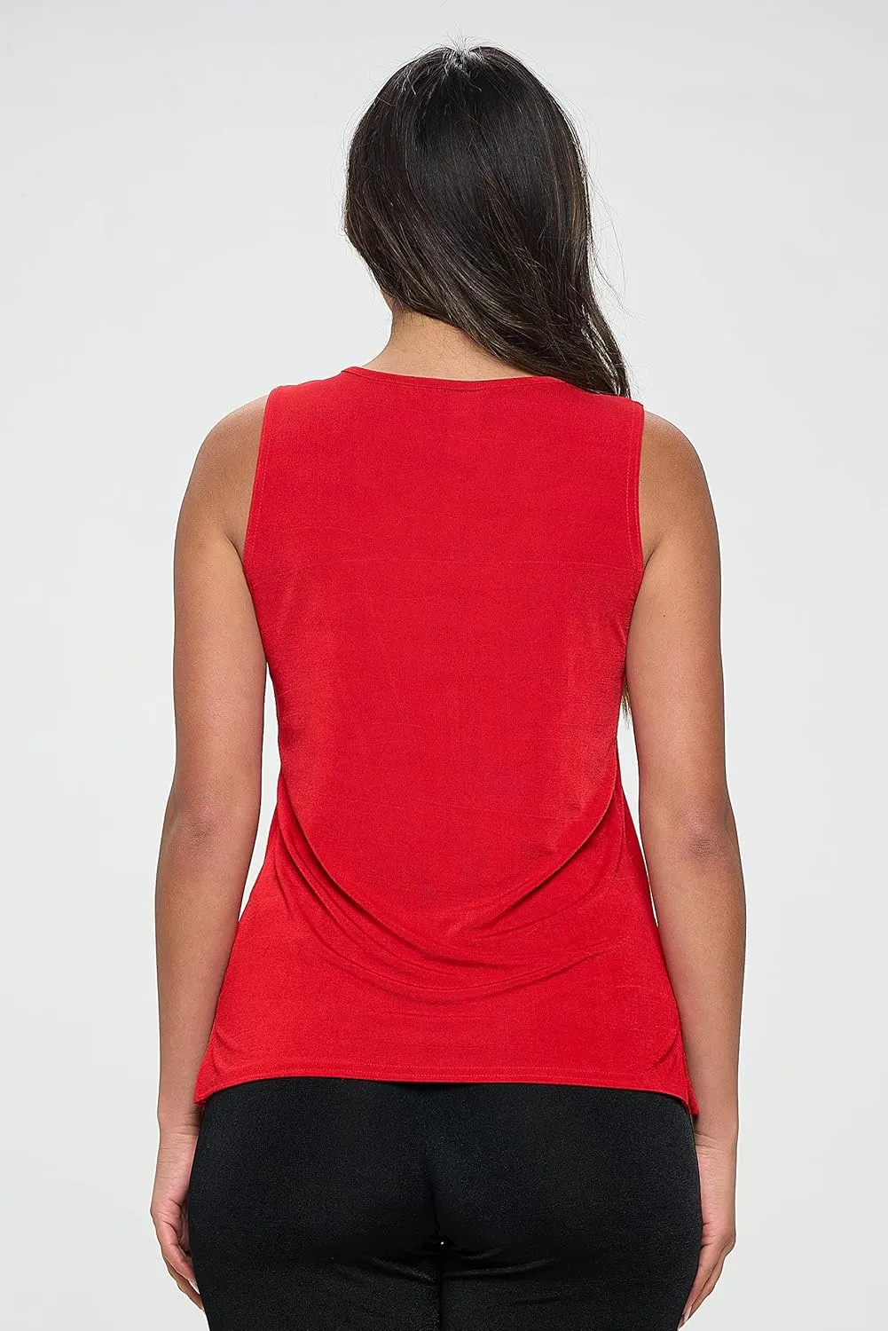 Jostar Women's Basic Tank Top - Sleeveless V-Neck Solid Print Casual T Shirts with Side Slit