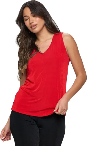 Jostar Women's Basic Tank Top - Sleeveless V-Neck Solid Print Casual T Shirts with Side Slit