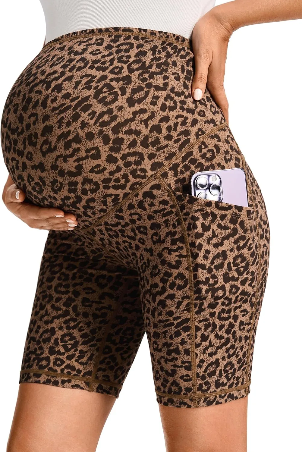JOYSPELS Maternity Shorts Over The Belly Bump Athletic Workout Pregnancy Short with Pockets