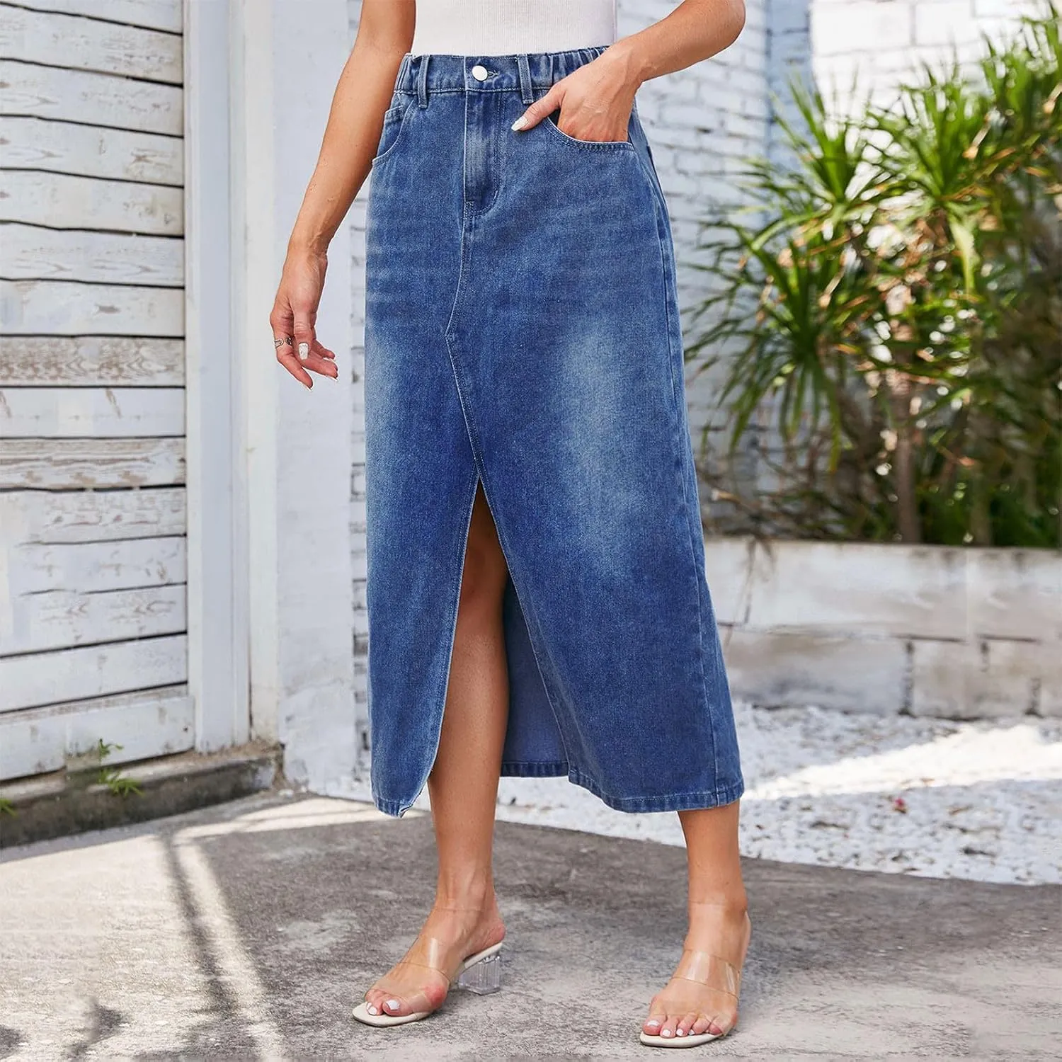 Juniors Skirt for Women Denim Maxi Long Western Slit Plain Skorts 2025