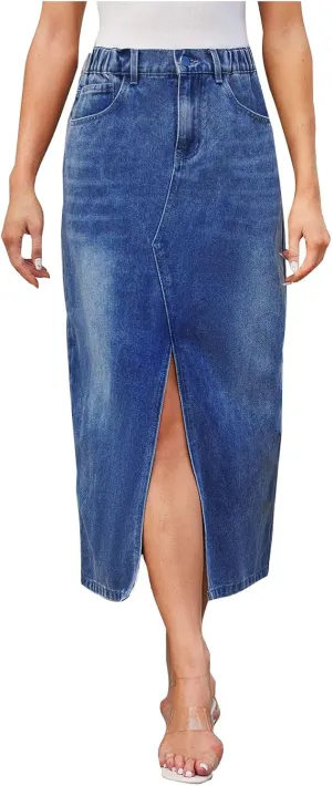 Juniors Skirt for Women Denim Maxi Long Western Slit Plain Skorts 2025
