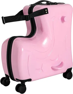 Kids Suitcases for Girls, Rideable Suitcase High-Capacity Three Digit Password Lock Comes with Cartoon Stickers Used for Storing Children's Clothes and Other Items (pink)