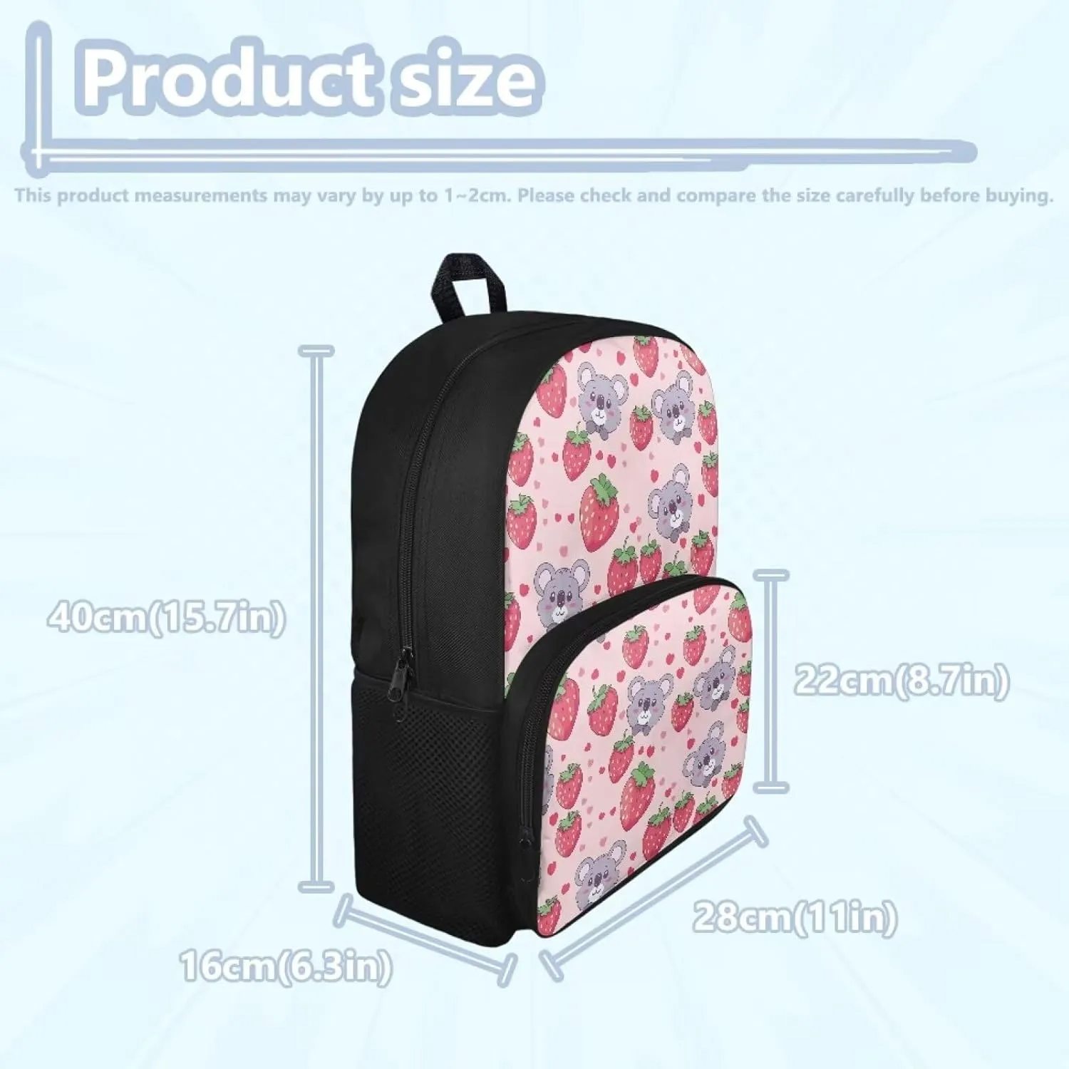 Koala Backpack Schoolbag for Boys Girls Strawberry Preschool Elementary School Backpack Lightweight School Bags Bookbags Soft Backing School Bag Satchel Cute Bookbag for Kids