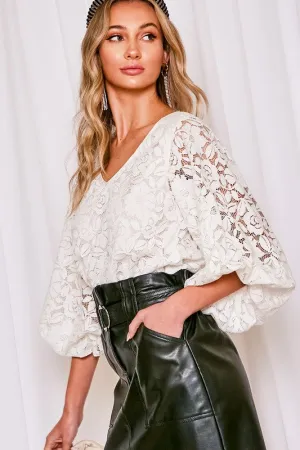 Lacey Balloon Sleeve Blouse