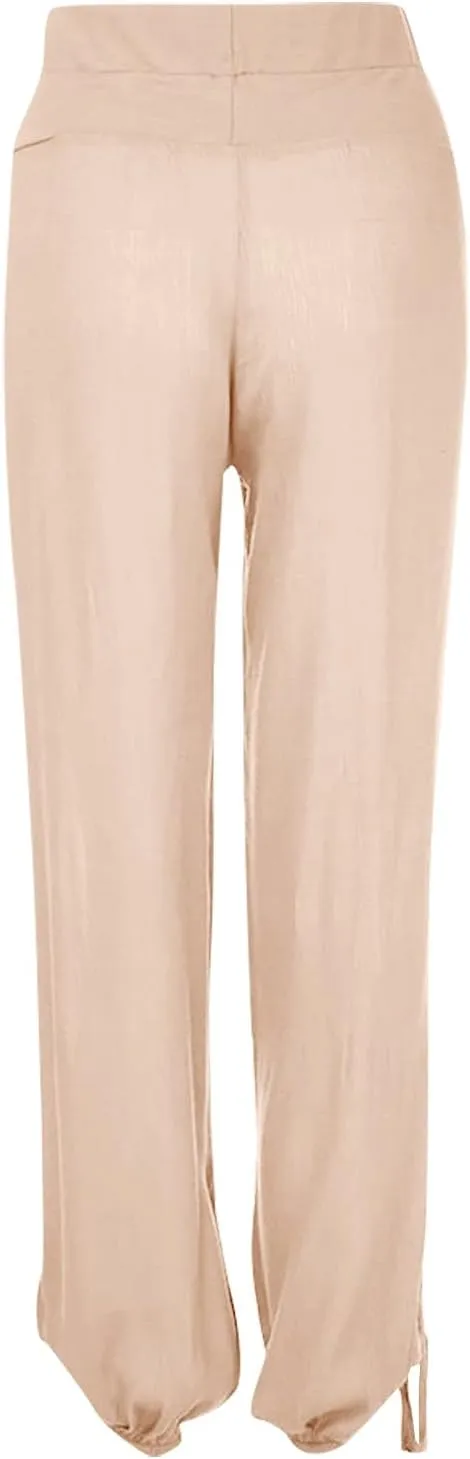 LCMTWX Vacation Outfits for Women Fashion Women Buttons Solid Leg Wide and Casual Plus Size Pants Summer Pants Casual Pants