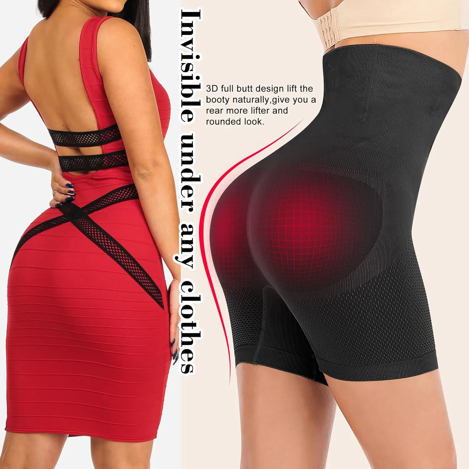 Lelinta Shapewear Shorts For Women Tummy Control High Waist Body Shaper Compression Thigh Slimmer Butt Lifter Panties