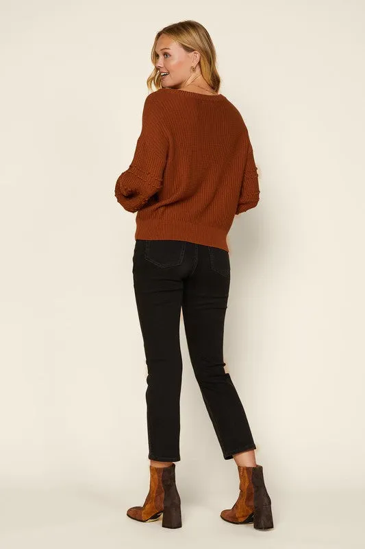 Long Sleeve Pom Pom Detail Sweater