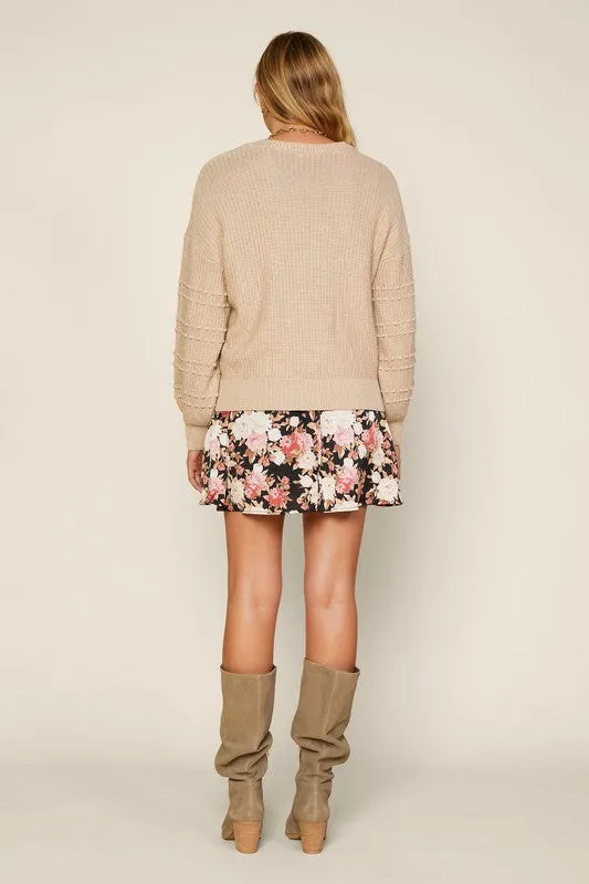 Long Sleeve Pom Pom Detail Sweater