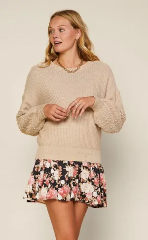 Long Sleeve Pom Pom Detail Sweater