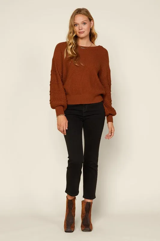 Long Sleeve Pom Pom Detail Sweater
