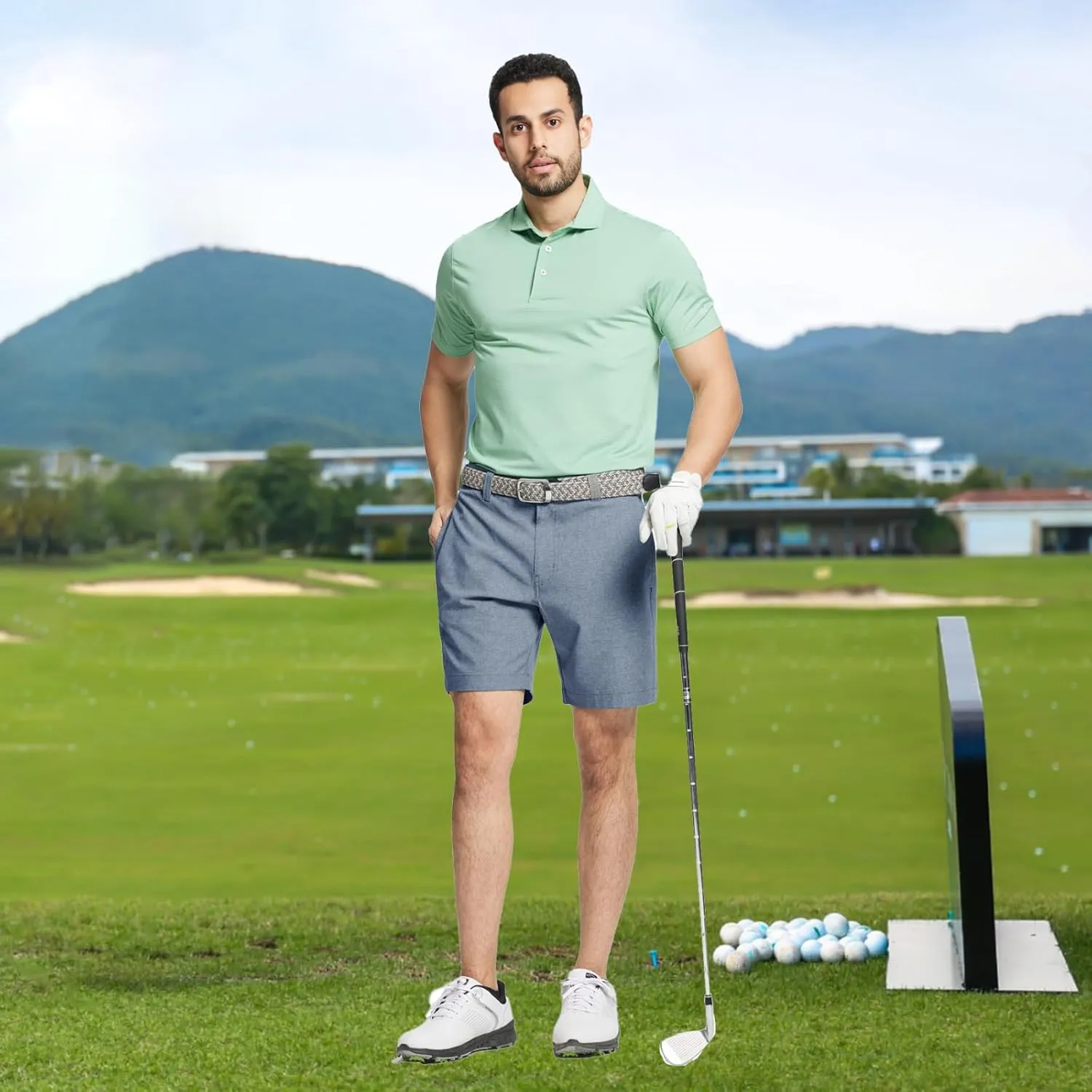 M MAELREG Golf Shorts Men 7 inch 9 inch Lightweight Dry fit Stretch Flat Front Casual Sport Heather Hybrid Flex Mens Shorts