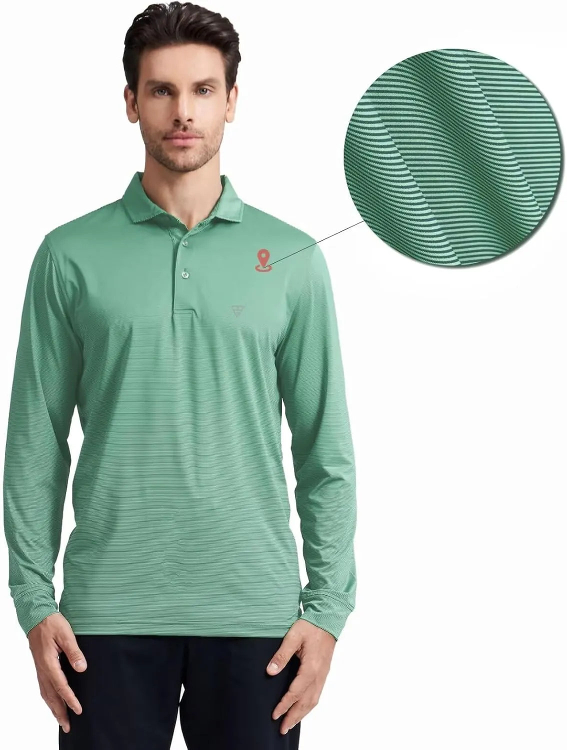 M MAELREG Short and Long Sleeve Polo Shirts for Men Dry Fit Performance Moisture Wicking Sport Pin Striped Mens Golf Shirts