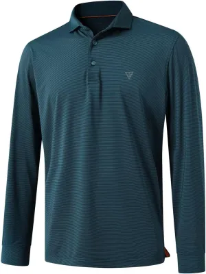 M MAELREG Short and Long Sleeve Polo Shirts for Men Dry Fit Performance Moisture Wicking Sport Pin Striped Mens Golf Shirts