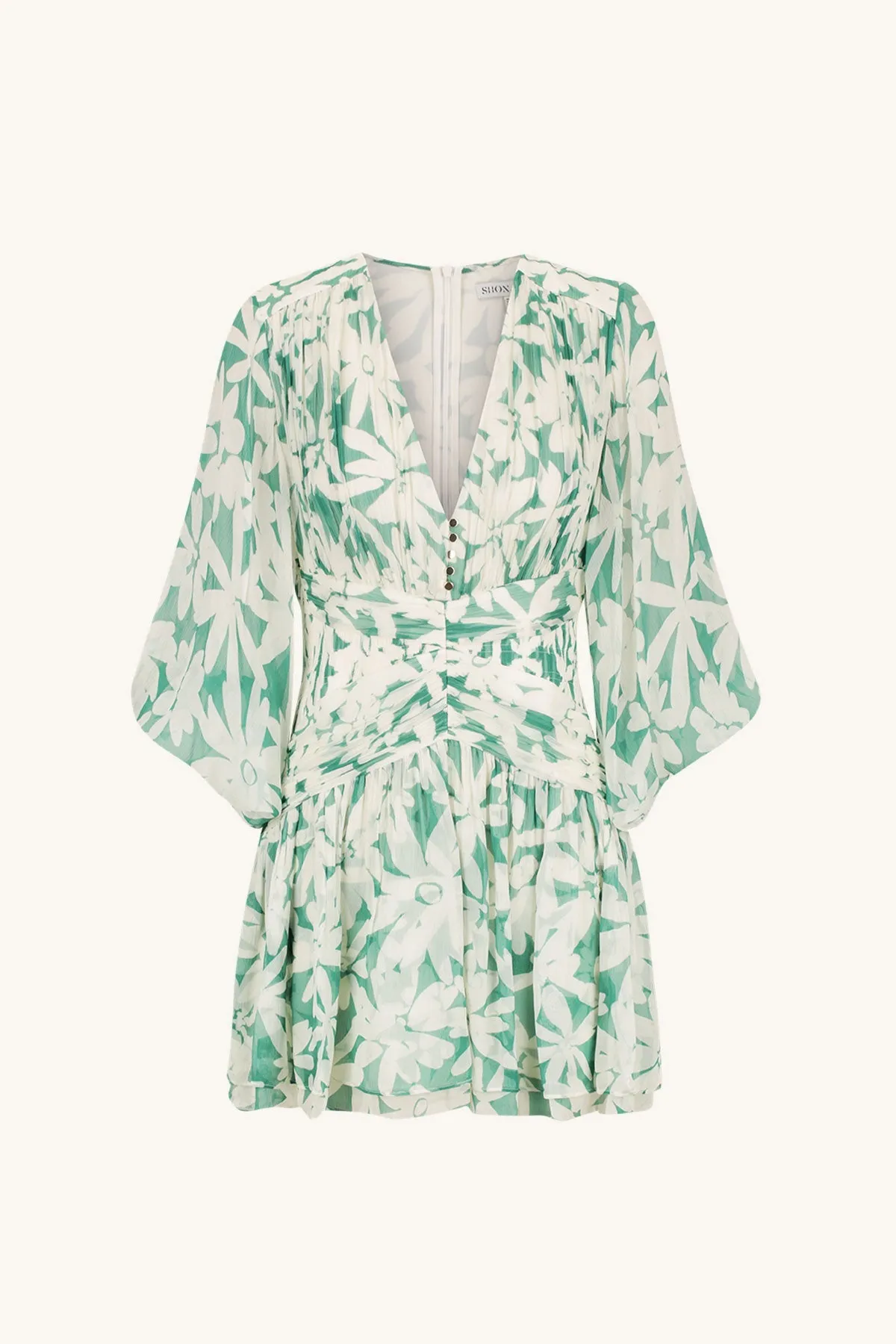 MARGUERITE LONG SLEEVE V NECK MINI DRESS