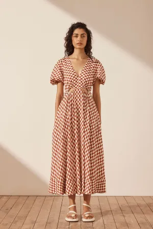 MARMO LINEN DRAWSTRING MIDI DRESS